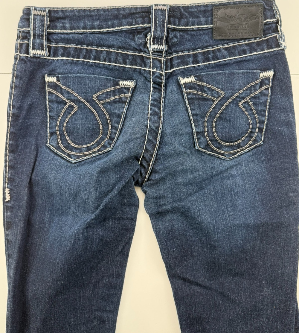Big Star MK Womens Bootcut Jeans 27R Dark Wash White Stitch Y2K Western